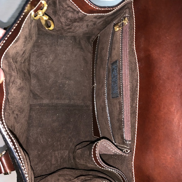 authentic LAMBERTSON TRUEX brown PONY HIDE satchel - Picture 7 of 8